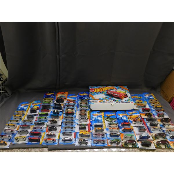 Lot of 70+ Hotwheels Die Cast Toys Cars & HW Celebration Box Mattel 2000s