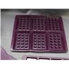 Image 3 : Epicure Lot of Dark Purple Silicone Baking Trays / Molds Waffle, Rectangle, Tray, Crock & Strainer