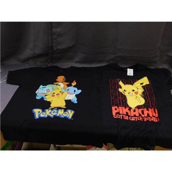 Lot of 2 T-Shirts Pokemon Pikachu Size XL and Gen 1 Starters XL