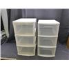 Image 1 : Lot of 2 White Plastic Storage Drawers 3-Drawer Units