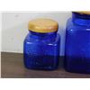 Image 2 : Lot of 3 Cobalt Blue Canisters