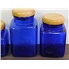 Image 3 : Lot of 3 Cobalt Blue Canisters