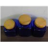 Image 4 : Lot of 3 Cobalt Blue Canisters