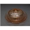 Image 1 : Depression Glass Pink Butter / Cheese Dish w Lid