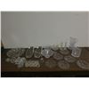 Image 1 : Lot of Assorted Crystal Ware Saucers, Serving Bowls, Pitcher, Napkin Rings, Champagne Holder, Candle