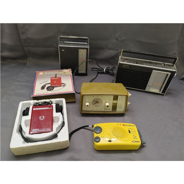 Lot of 5 Vintage Small Radios Omega Sony Panasonic etc