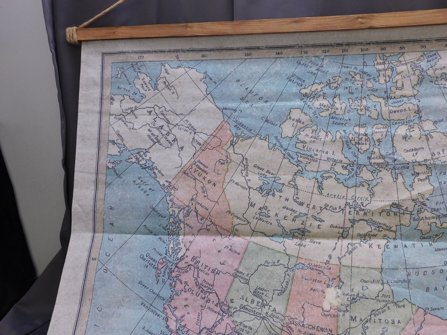 North America Hanging Linen Fabric Wall Map