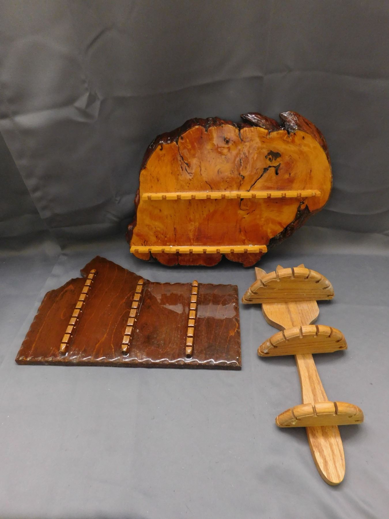 Shellac Racks Lot of 3 Shellac Enamel Wooden Slab Spoon/ utensil Display Racks