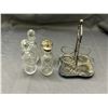 Image 5 : Edwardian Art Glass Silver Plated Cruet Set