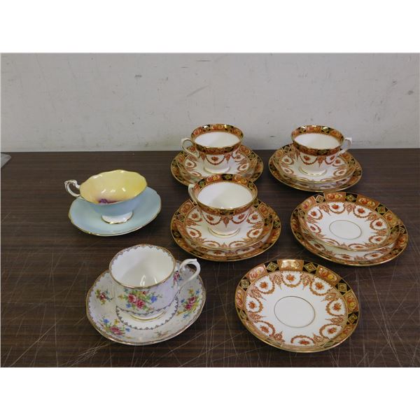 16pcs Royal Albert & Paragon Tea Cups & Saucers 3 Trios, Petit Point, Etc
