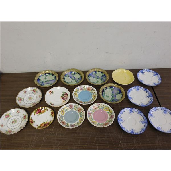 4 Hand Painted Fruit Bowls & 12 Saucers Shelley, Royal Albert, etc