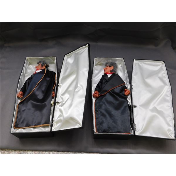 Lot of 2 1990 Funny Toys Corp Dracula in Coffin Animatronic Decorations