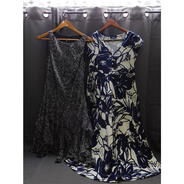 Chaps Petit Size M Women's Blue and White Floral Dress & Laura Size 14 Patterned Dress