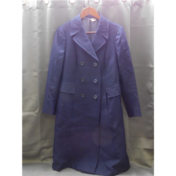 Vintage Made in Italy Pura Lana Vergine Women's Navy Blue Trench Coat Fall Winter Coat