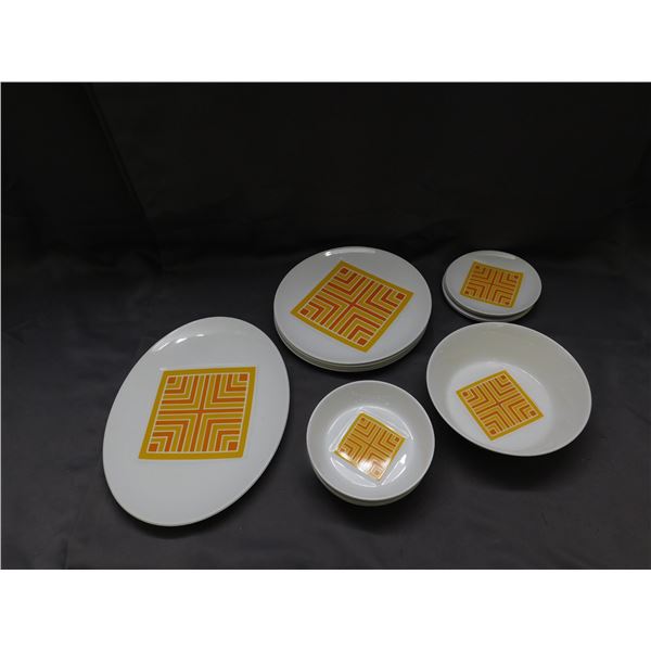 Lot of 14 Snowhite Johnson Bros Ironstone Dinner Plates, Servers, Assorted Sizes