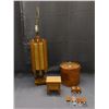 Image 1 : Lot of Bar Ware Vinyl Wrapped Ice Bucket, Bottle Openers & Cork Screws, Coaster Set, Wooden Lamp