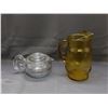 Image 1 : Pyrex Glass TeaPot Chrome Band & Yellow Glass Pitcher