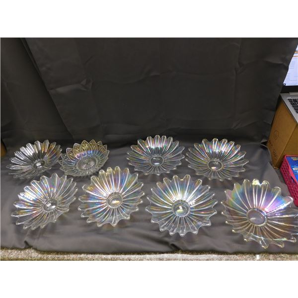 Lot of Vintage Pearlescent Iridescent Glass Large Dishes