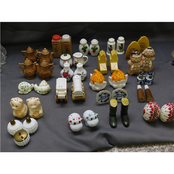 Lot of 21 Salt and Pepper Shakers Pairs Ceramic, Assorted Styles