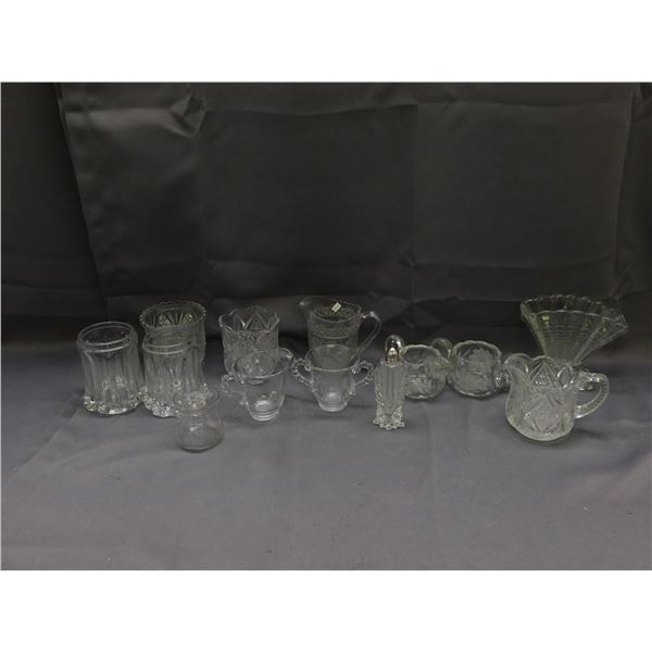 Lot of Early American Pressed Glass Vintage Glassware Cups, Etc