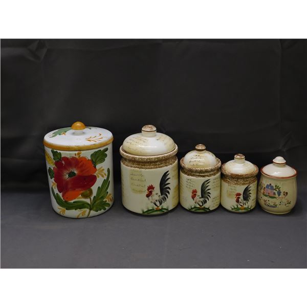Lot of 5 Vintage Ceramic Canisters