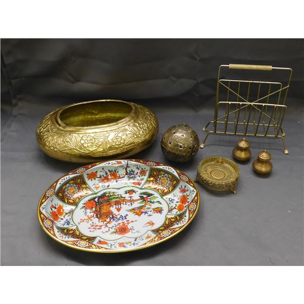 Lot of 6pcs Metal Bowl, Rack, Salt and Pepper, Incense Ball, Metal Dish