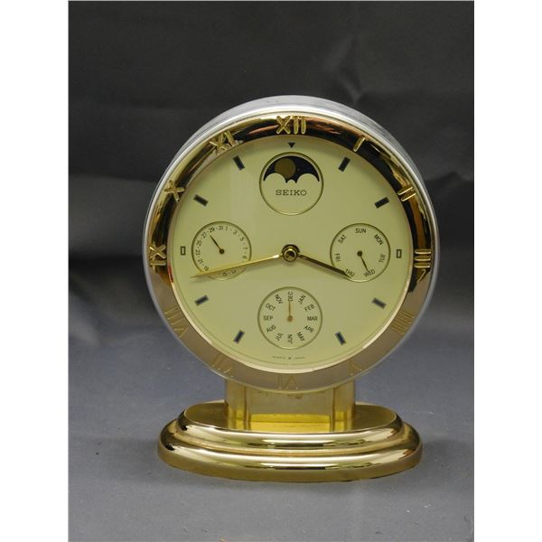 Seiko Moon Phase Chronograph Clock 8" tall