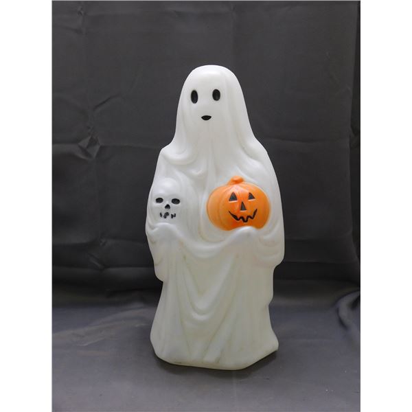 Vintage Blow Mold Ghost Holding Skull & Pumpkin