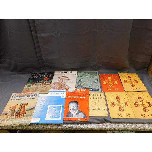 Lot of Vintage Selkirk Collegiate High Yearbooks & Sheet Music