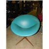 Image 3 : Blue MCM Mid Century Modern Vinyl Round Lounge Chair