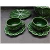 Image 2 : Lot of 7 Cabbage Ware Ceramic Cabbage Large Serving Bowl Punch Bowl w Lid, 4 Cups Saucers, 2 Plates
