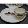 Image 2 : Lot of 4 USA Fine China Cups and Biscuit Plates Georgian China 22k Gold Rim