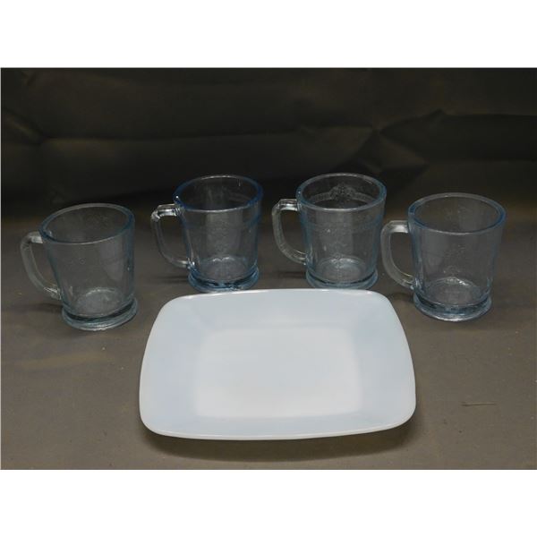 Lot of 5 Fire King Cups and Plate
