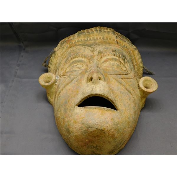LARGE Clay Tribal Aztec Large Mask 19" tall x 17" wide