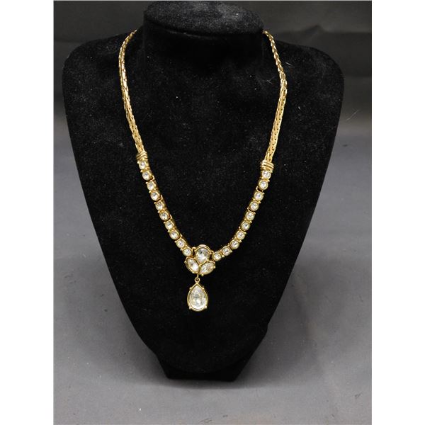Swarovski Crystal Necklace Gold Tone