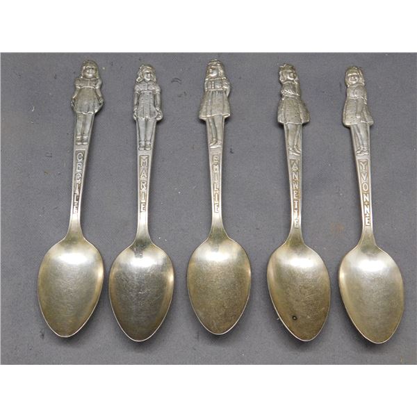 Set of 5 Vintage Dionne Quintuplets Spoons