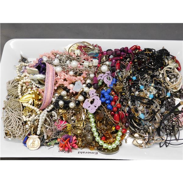 Tray of Assorted Costume Jewelry Necklaces Bracelets Pendants Etc *for crafting / parts*