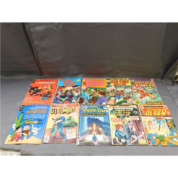 Lot of 10 Vintage Comics Kid Colt Outlaw, Master of Kung Fu, Jimmy Olsen, The Phantom, GI Combat