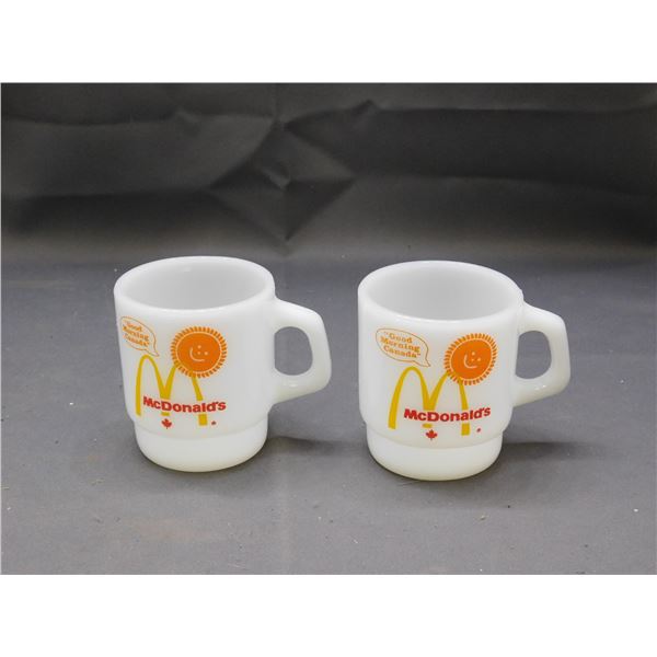 Lot of 2 Vintage Milk Glass Fire King Mugs