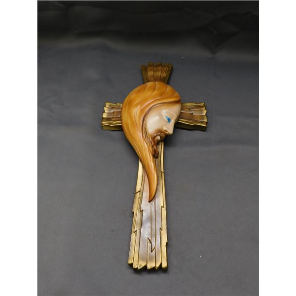 Ceramic Pottery Jesus on Cross Religious Christian Decoration 18.5"