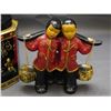Image 2 : Lot of 2 Asian Tin Tea Canister & Devonware Hand Painted Ceramic Figurine Working Duo Asian