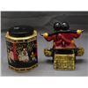 Image 4 : Lot of 2 Asian Tin Tea Canister & Devonware Hand Painted Ceramic Figurine Working Duo Asian