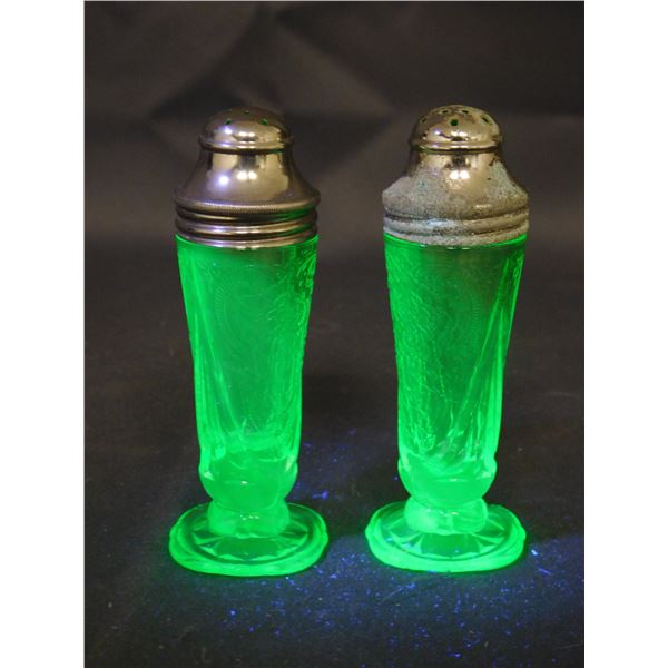 Uranium Glass Salt and Pepper Shakers