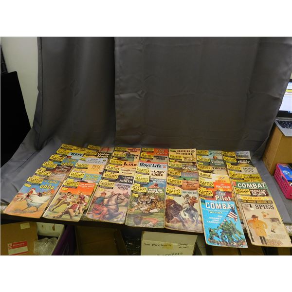 Lot of 45 Vintage Classics Illustrated Comic Books, Westerns, Action Mystery