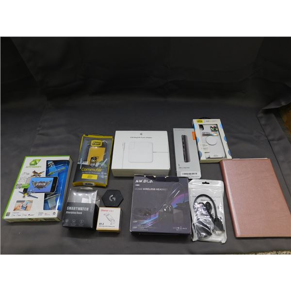 Lot of 10 Assorted Electronics, USB-C PRO HUB, Popsockets Otterbox, iMac Power, Headset, Etc