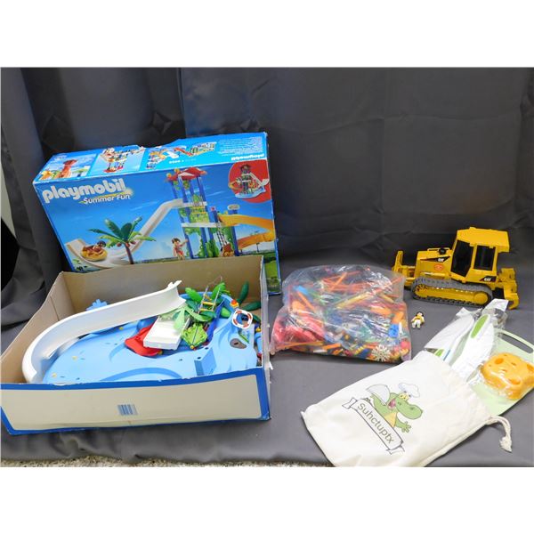 Lot of Playmobil Summer Fun Playset, Kids Cooking Toys, CAT Construction Toy, Building Toy K'NEX