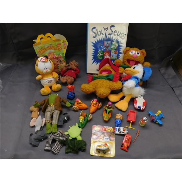 Lot of Assorted Vintage Toys Fraggle Rock, Plushies, Frog & Toad, Muppets, Etc