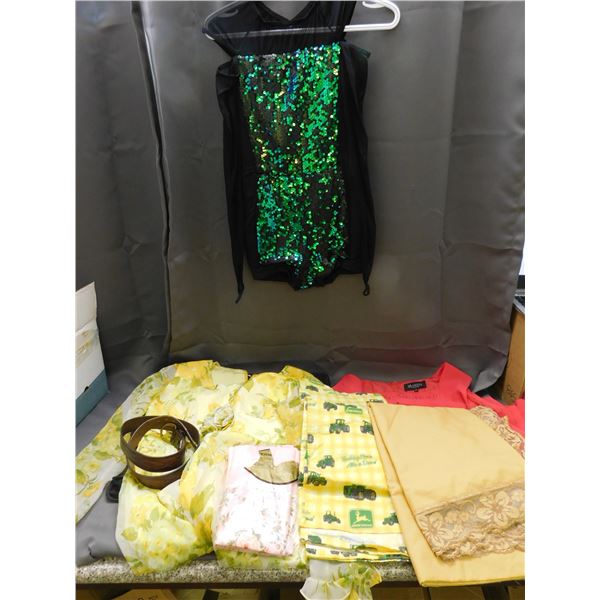 Montee Collection 22W Pink Dress and Cardigan, Yellow Dress, Sequin Body Suit, Belt, Tablecloths, et