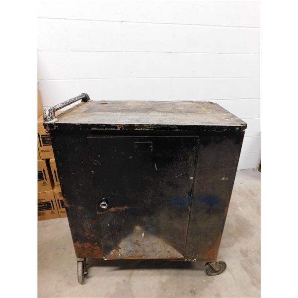 Vintage Ackland & Sons Black Rolling Metal Cabinet