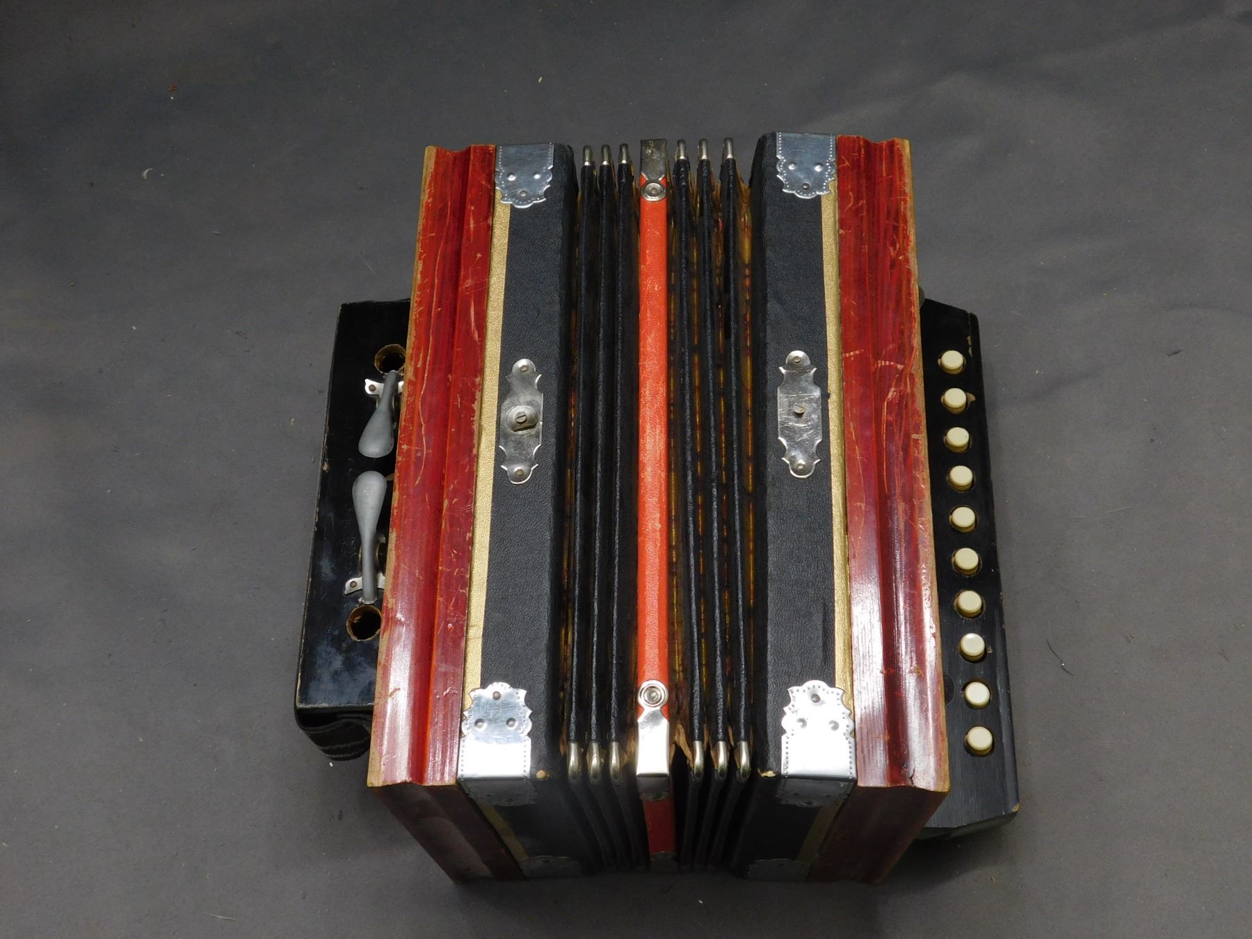 Old Wooden Squeeze Box Instrument Accordion